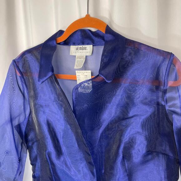 eNite Collection shirt blouse top women's 10 formal semi-formal blue purple - Picture 4 of 16